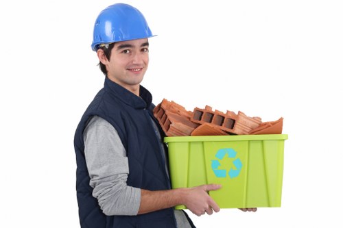 Demolition waste removal equipment in action